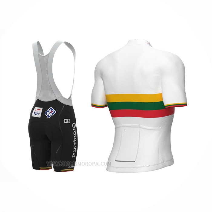 2022 Ropa Ciclismo Groupama FDJ Blanco Amarillo Verde Rojo Mangas Corta y Culotte Corto